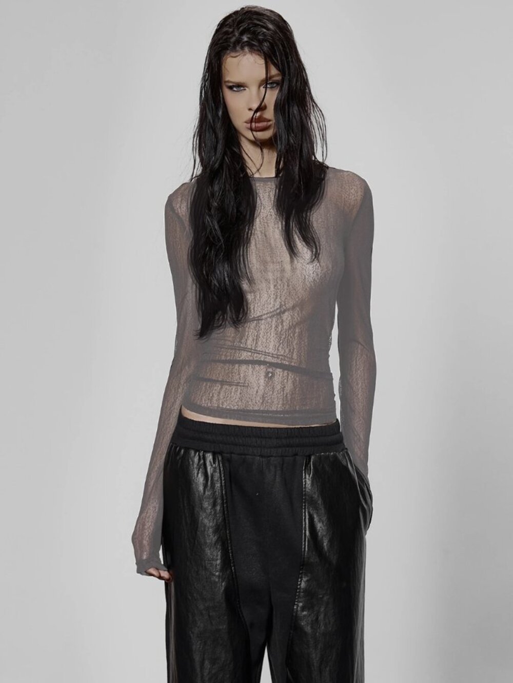 Sheer Grey layering Top - Gothic, Clubbing, Y2K, Witchy